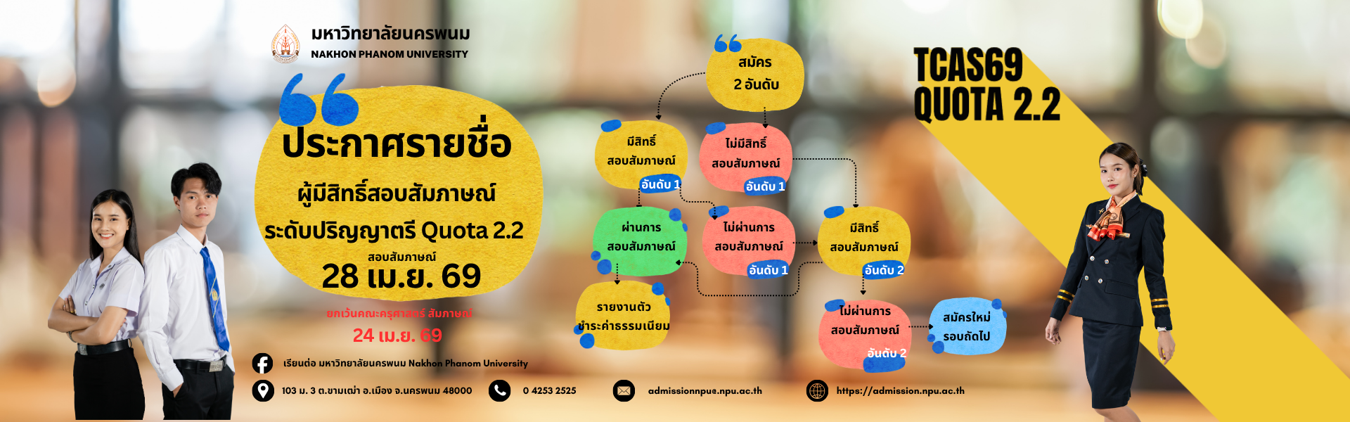 ผู้มีสิทธิ์สอบสัมภาษณ์ Quota 2.2 ปีการศึกษา 2569